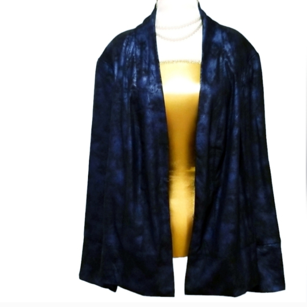 H by Halston Dark Blue Metallic/ Black Blazer Size 26W